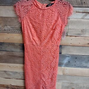 CBR Exclusive Collection Coral Lace Juniors Dress (M) - Short Sleeve - NWT